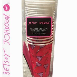 Betsey Johnson 16oz To-Go Lollipop Heart Cups, Lids, & Sleeves